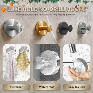 Strong Suction Cup Hooks for Bathroom & Kitchen, No-Drill Wall Mount Towel Hook, No Drilling Installation, Vacuum Technology, Waterproof Rustproof, Matte