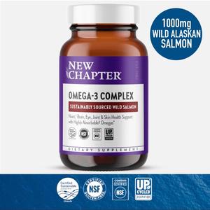 New Chapter Omega-3 Complex | Fish Oil Supplement Wild Alaskan Salmon for Heart, Brain, Eye, Joint & Skin Health Support - 30ct