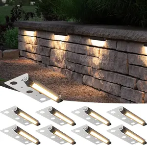 8-Pack 7 Inch lamp Retaining Wall Lights 5W LED Waterproof Hardscape Lighting 12V Low Voltage Step Lights Outdoor Landscape Lighting with Connectors 3000K Warm White Paver Lights, ETL Listed Cord rechargeable Linkable Shop deck  lamp post stair