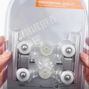 Funssor Sliding Barn Door Roller, 4 Wheel Metal Crane, Matte Surface, Dual Wheel Track Hanger, Smooth Slide