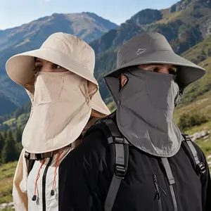 Summer Sun Protection Hat with Face Mask and Neck Flap — Wide-Brimmed Outdoor Sun Hat for Men and Women (Fishing, Hiking, and Outdoors)