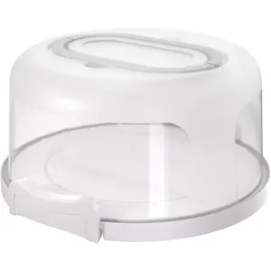 Round Cake Carrier Two Sided-Five Section Serving Tray, Portable Cake Stand for 10 inch Cake, Cake Box with Handle, Cake Container for Pies (White)
