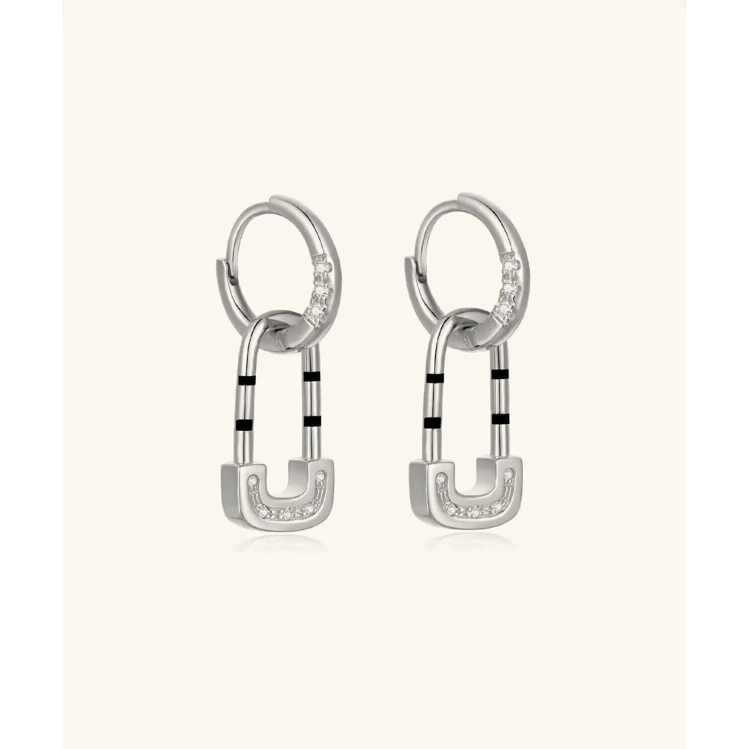 24K White Gold Lock Earring