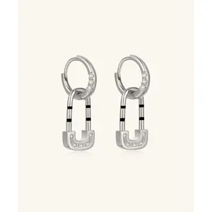 24K White Gold Lock Earring