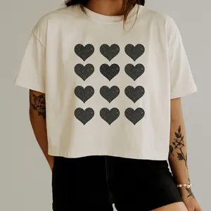 Black Heart Shirt Comfort Colors Valentines Shirt For Women Retro Valentines Day Boxy Tee