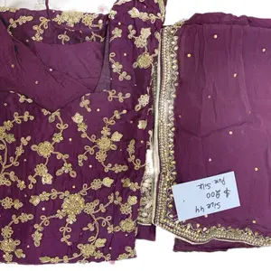 Bridal Collection Premium Silk Heavy Embroidered Punjabi Suit with salwar for Women - Suitable for weddings and parties .