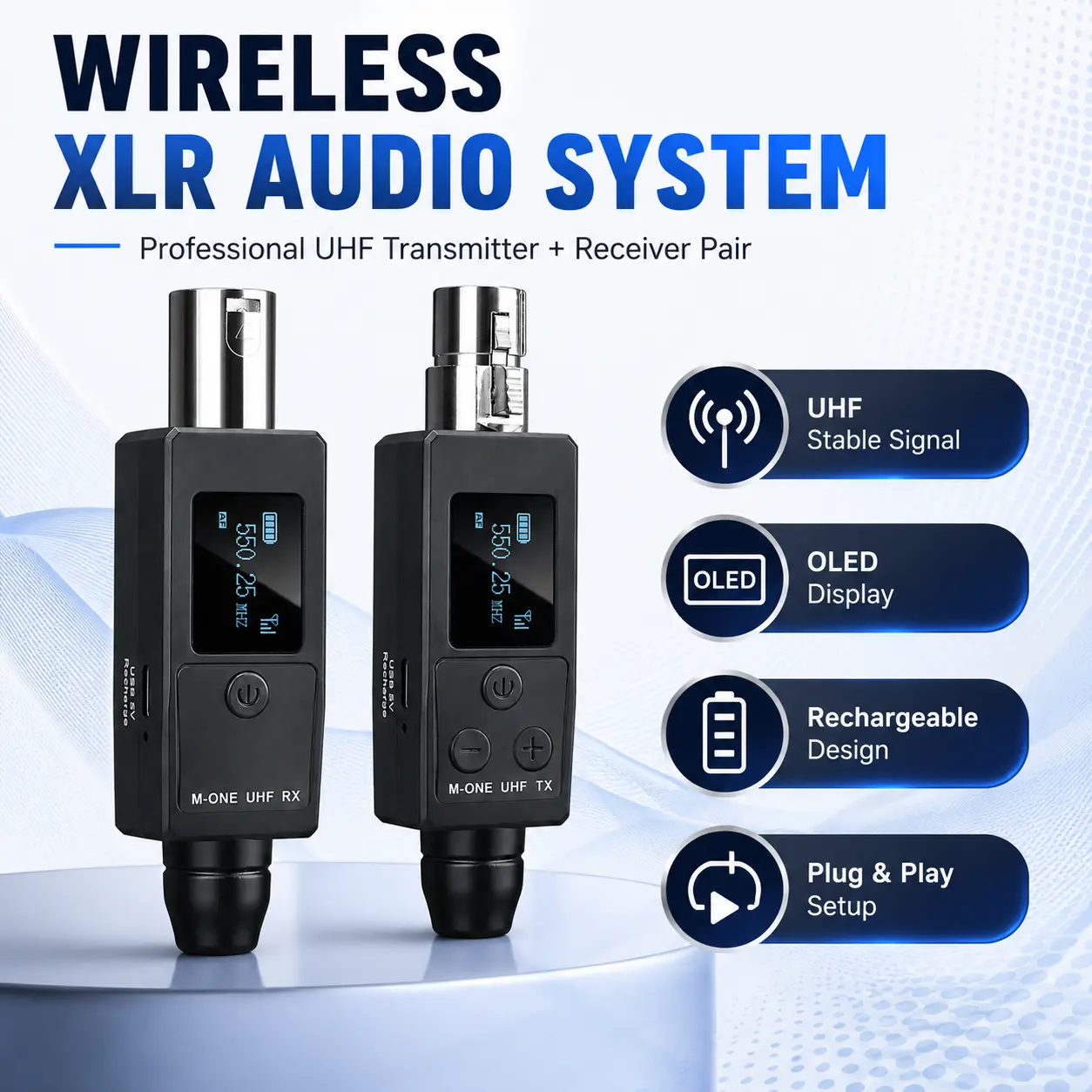 NILUNWEI Wireless Microphone Transmitter and Receiver Plug-on Microphone Wireless System