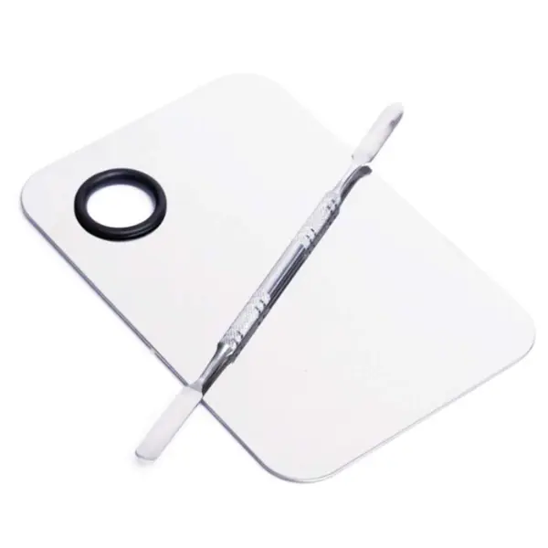 Stainless Steel Cosmetic Makeup Palette with Spatula for Professional Cosmetic Mixing and Nail Art, Beauty Salon Color Cream Mixing Palette  Durable