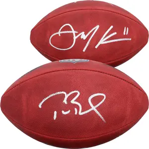 Julian Edelman and Tom Brady New England Patriots Autographed Duke Full Color Football - Fanatics Authentic Certified