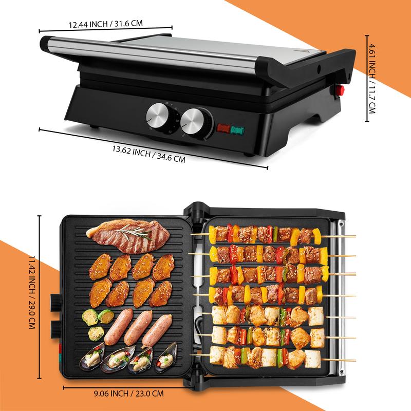 SUSTEAS Sandwich Maker Multi-Function Electric Indoor Grill, Non-Stick Panini Maker with Grease Tray Nonstick Griddle Toastie Machine Toastiemachine