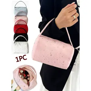 2026 Star Print Canvas Makeup Pouch, Multi-Use Cosmetic Bag with Handle, Cute Portable Travel Toiletry Organizer
