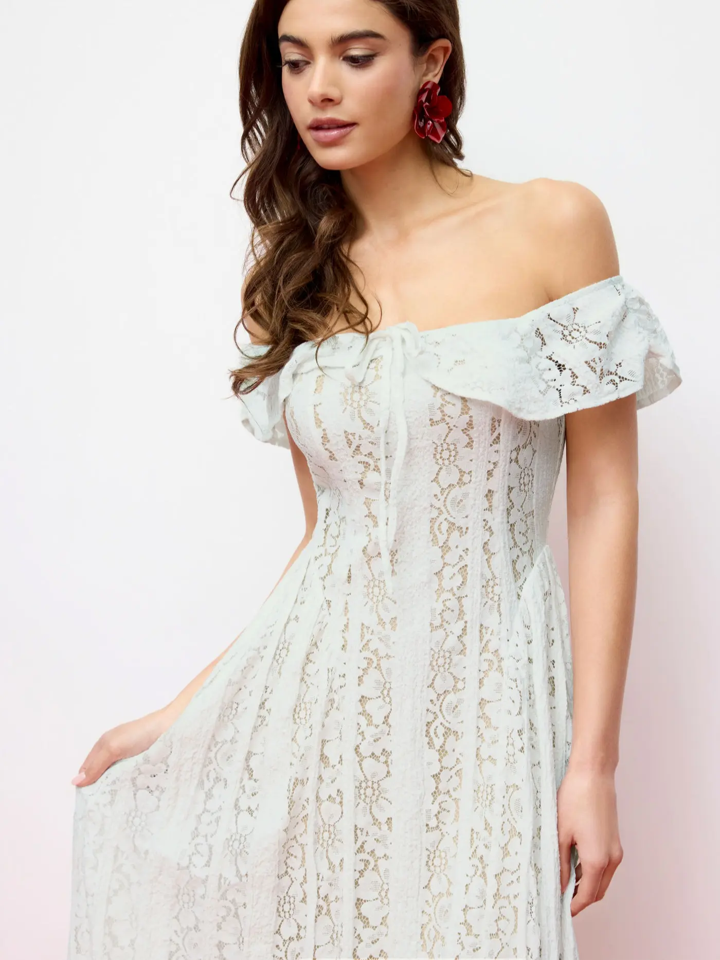 long sleeve white velvet dress Velvet Long Sleeve Maxi Dress in Ivory - 2 main image 0