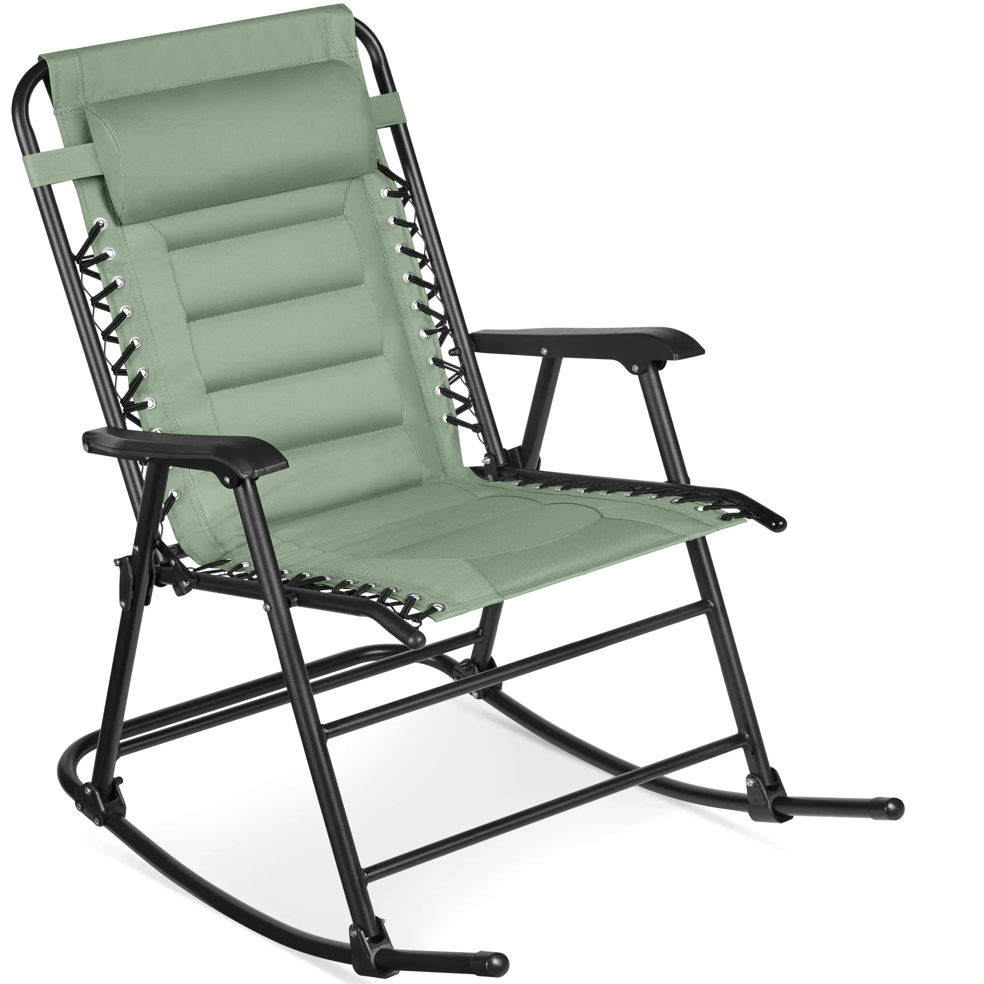 Best Choice Products Padded Folding Zero Gravity Rocking Chair with Headrest, Outdoor Camp Chair