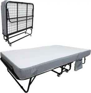 GAOMON Folding Bed with Mattress for Adults, 75" x 31" Folded Bed with 5" Memory Foam Mattress and Metal Frame for Guest Bedroom, Office, Space Saving Roll Away Beds on Wheels Sofa Bed