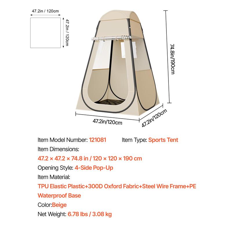 VEVOR Pop up Sports Tent,  , 47x47 in Clear Bubble Tent for 1 Person, Waterproof Outdoor Pod with Floor Mat & Top Cover, Garden Igloo Dome Tents Camping Shelter for Events Fishing Cheering