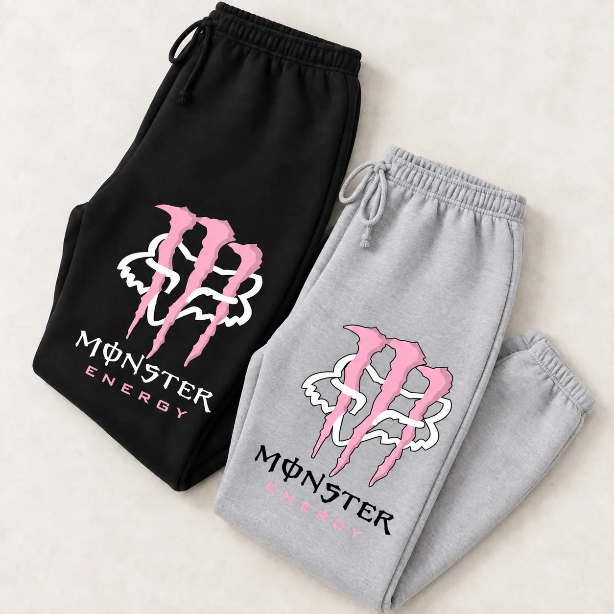 Engery and Fox Racing Pink Claw Graphic Sweatpants, Unisex Y2K Racing Jogger Pants, Trendy Sport Streetwear for Men and Women