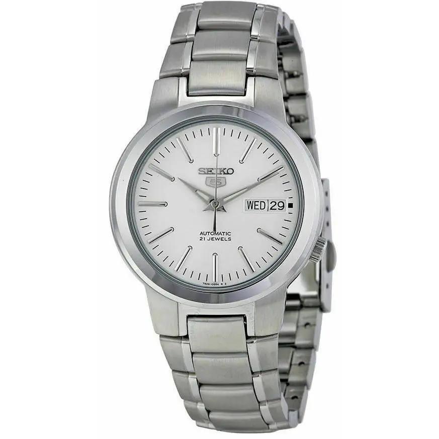 Seiko Mens Automatic Off-White Dial Stainless Steel Watch SNKA01K1