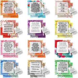 24 Pack Pocket Prayer Quilt Mother Christian Gifts Inspirational Prayer Quilt with Cross Inside Sympathy Healing Cloth Square Panel for Cancer Patient Women Church Scripture Favors (Biblical)