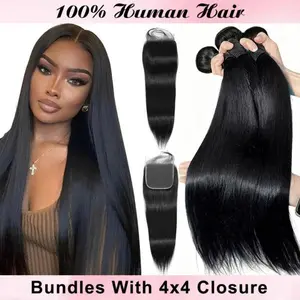 16A Grade Loose Wave Bundles 100% Human Hair 14-28 inch 3/4 Bundle 4x4 Closure for Versatile Styling Natural Flowing Hairstyle Glueless Deep Wave