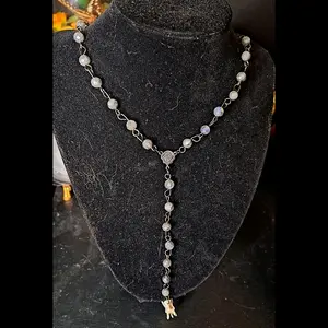 Squirrel vertebra labradorite beaded rosary necklace