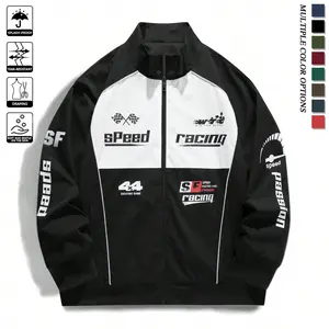 Men's casual stand up collar racing style street style INSY2K jacket, made of durable fabric, decorated with letters and patterns, suitable for cycling, daily wear, sports wear, suitable for spring and summer seasons Motorcycle Streetwear Longsleeves
