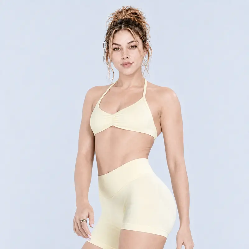 DFYRA Impact 2-Piece Strappy Bra & Shorts Workout Set for Women, Supportive Gym Yoga Activewear