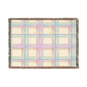 Pastel Plaid Blanket | Woven Throw, Soft Check Pattern