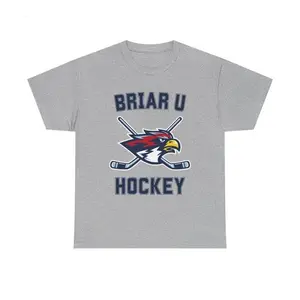 Comfort Color Briar U Hockey T-Shirt Hawk Mascot, Crossed Sticks, Collegiate Sports Tee