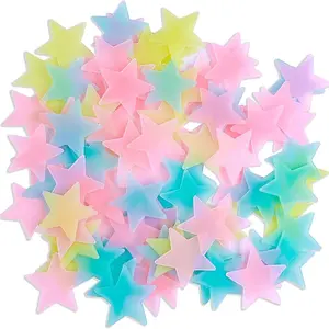Star Shaped Sticker, 100pcs Glow In The Dark Sticker, Waterproof Self Adhesive Wall Decal, Decorative Sticker for Home Bedroom Living Room, Girl Room Accessories, Sticker Decorations, Wall Art Stickers, Stickers Decor