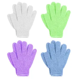 4 Pairs Exfoliating Bath Gloves, Ideal for Shower, Spa, Massage, Body Scrub, Skin Care, Relaxing Bathroom Accessories, Exfoliating Mitt, Body Scrubber, Exfoliating Tool
