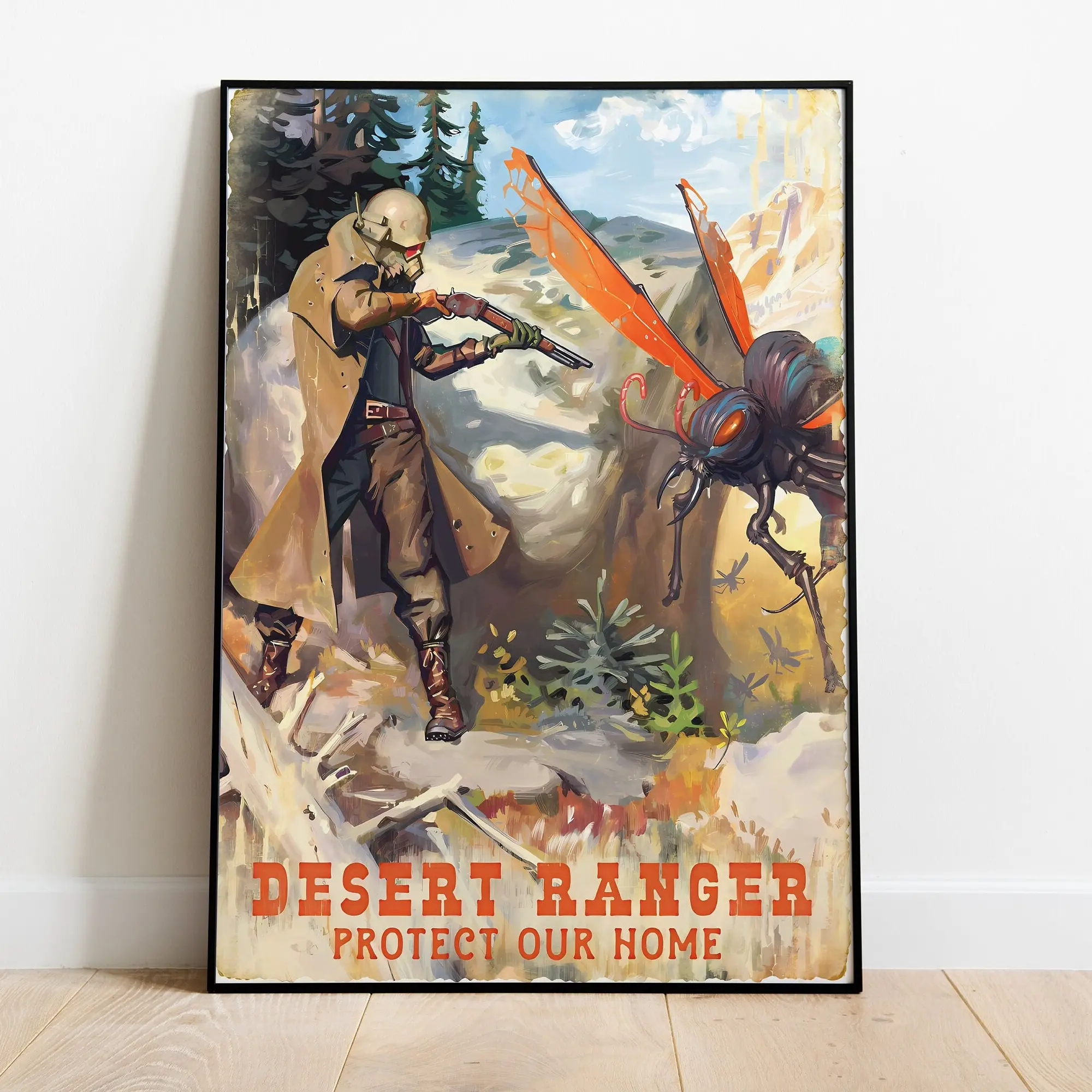 Fallout Dystopia Gaming Poster, Desert Ranger Protect Our Home Game Posters Fallout Dystopia Gaming Poster, Desert Ranger Protect Our Home Game Posters
