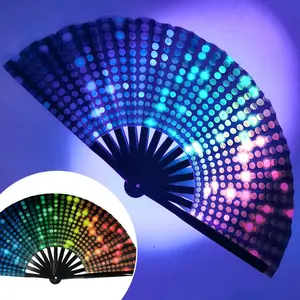 FloristryCraft – RainbowFan UV Folding Fan – Glow-in-the-Dark Festival Accessory & Snap Fan for Raves Bamboo Decor fans for line dancers
