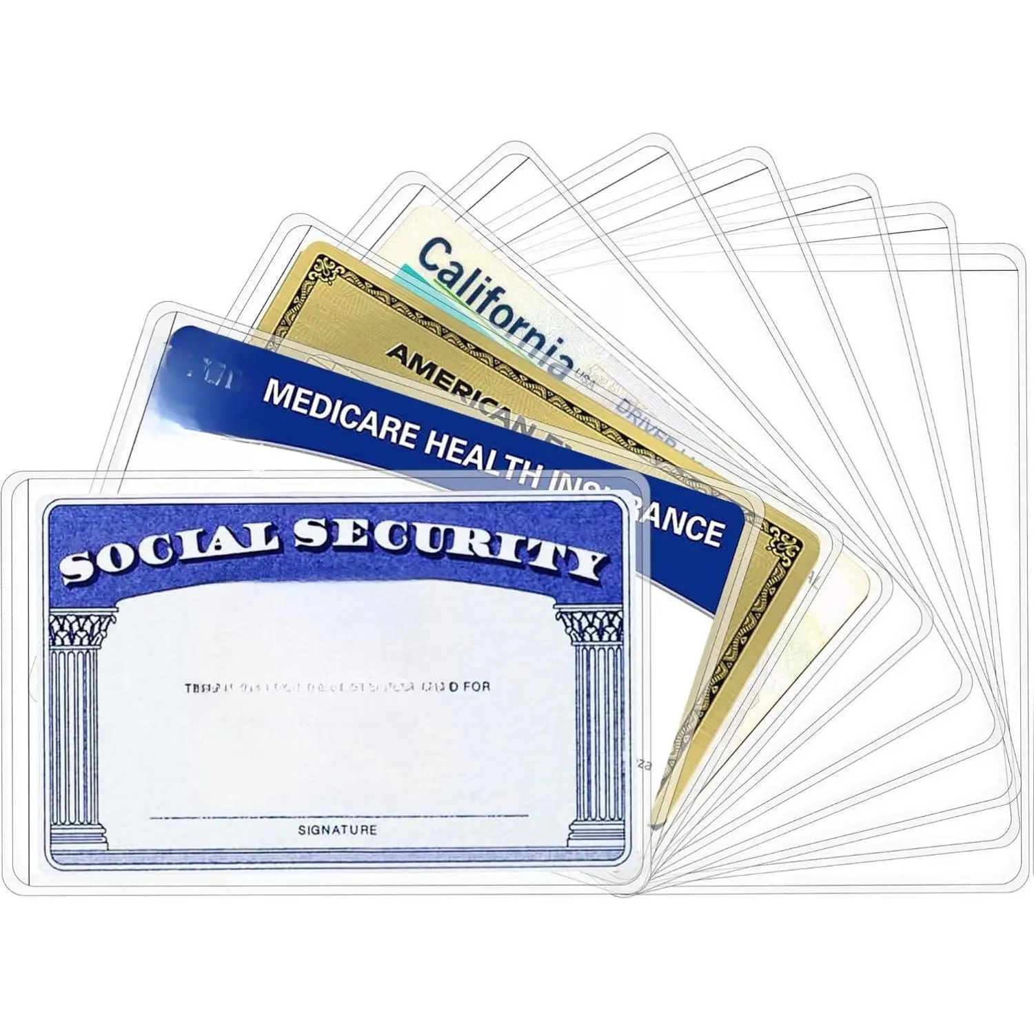10 Pack Social Security Card Protector, 24 Mil Thick Card Protector Sleeves, Protective Credit Card Sleeve, Clear Card Sleeves, Perfect Fit for Social Security, Medicare, Credit, Business Card