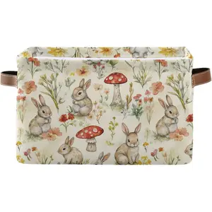 Easter Mushroom  Rectangular Storage Basket Organizer Bin Shelf Baskets For Clothes Gifts For Home Office Dorm