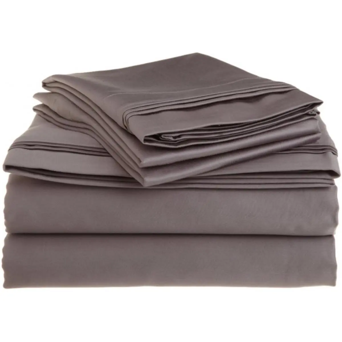 212 MAIN King Size Egyptian Cotton Bedsheet Sets - 1500 Thread Count Sateen Weave, Long-Wearing 4-Piece Solid Grey Bedding Set