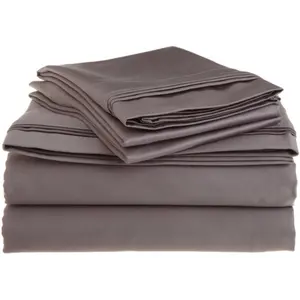 212 MAIN King Size Egyptian Cotton Bedsheet Sets - 1500 Thread Count Sateen Weave, Long-Wearing 4-Piece Solid Grey Bedding Sheet Set