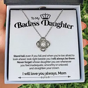 To My Badass Daughter From Mother, Mother Daughter Necklace, Gift for Daughter Jewelry Necklace Pendant, Daughter Birthday Gift, Stand Tall Gifts for Women, Graduation Grad Christmas Necklaces styles