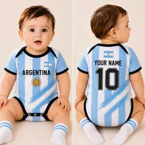 Argentina Baby Bodysuit, Custom Name Soccer Baby Outfit, Argentina Flag Newborn Outfit, Argentina Football Fan Gift QQP
