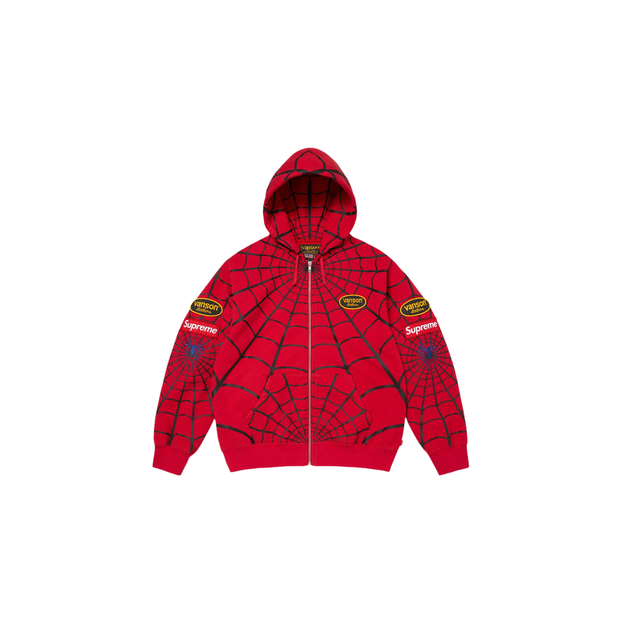Vanson Leathers® Spider-Man Zip Up Hooded Sweatshirt "SS26 - Red" SU27745