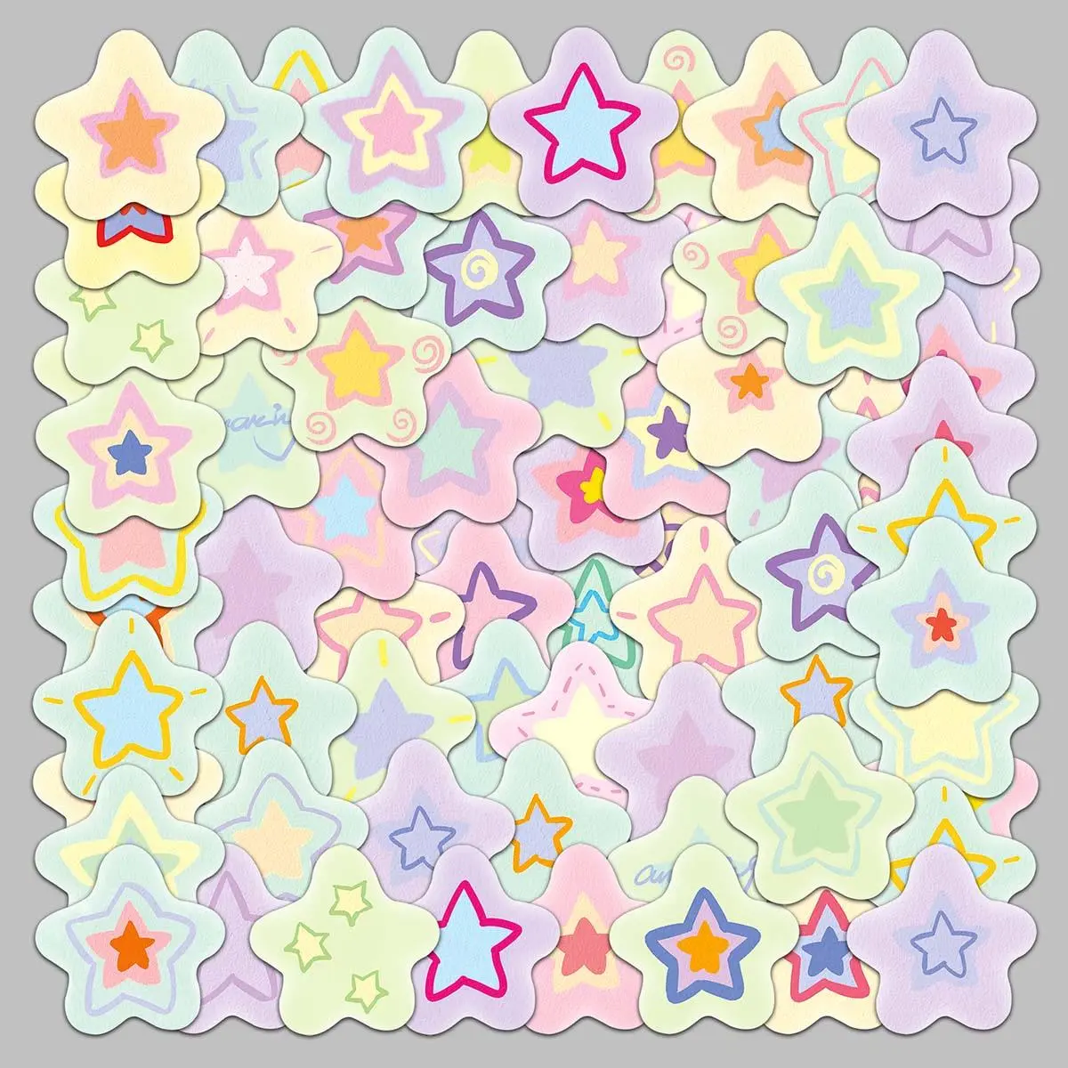 Glitter Star Pattern Stickers, 50pcs Cute Scrapbooking Multi-purpose Stickers, Waterproof Self-adhesive Decoration Stickers For DIY Crafts & Journals, Sticker Packs, DIY Decorative Stickers, Scrapbook Accessories