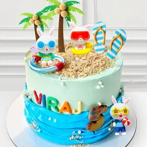 cake shed cake topper gender revealBeach Cake Decorations Summer Surfboard Cake Toppers Pool Party Cake Decoration Luau Cake Decoration Hawaiian Cake Decorations for Summer Decorations Palm Rabbit Set Star Tropical Ornaments