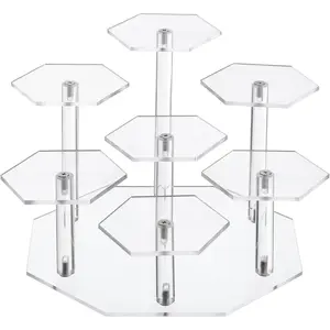 7-Tier Acrylic Display Stand for Figures & Collectibles - Clear Acrylic Risers with Perfume Organizers