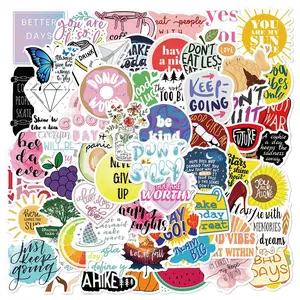 Motivational Quotes Pattern Sticker, Self Adhesive Decorative Sticker, DIY Decals for Water Bottle, Laptop, Phone Case, Scrapbooking, Protective