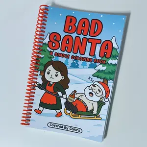 Bad Santa Premium Thick Cardstock Spiral Holiday Coloring Book Christmas Gift Funny Coloring Book by Covered by Colors 45 Pages with Santa & Mrs Claus Ideal for All Ages