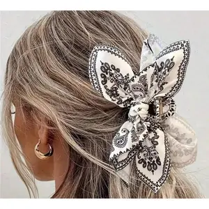 2026 Large Satin Bow Claw Clip, Elegant Fabric Jaw Clip with Strong Hold, Random Color Hair Accessory for Women, Sweet Style for Daily Wear & Spring-Summer Outfits,summervibes