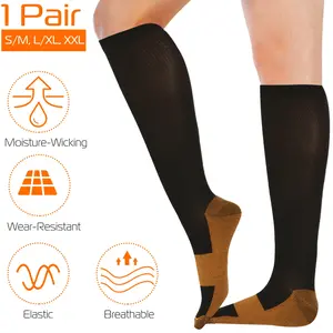 Unisex Copper Compression Socks for Running and Nursing - Durable and Moisture-Wicking Socks for Shin Splints and Edema Recovery