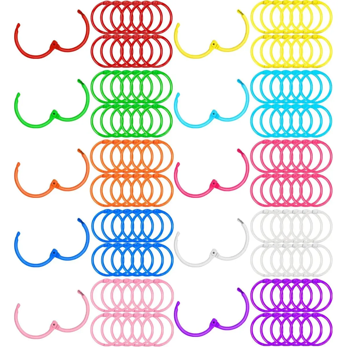 120-Pcs Rainbow Colors Nickel Steel Loose Leaf Rings (1-In) - Durable and Sturdy Sewing Haberdashery Accessory, Easy-to-Use Secure Binding Tool for Offices, Great for Scrapbooks