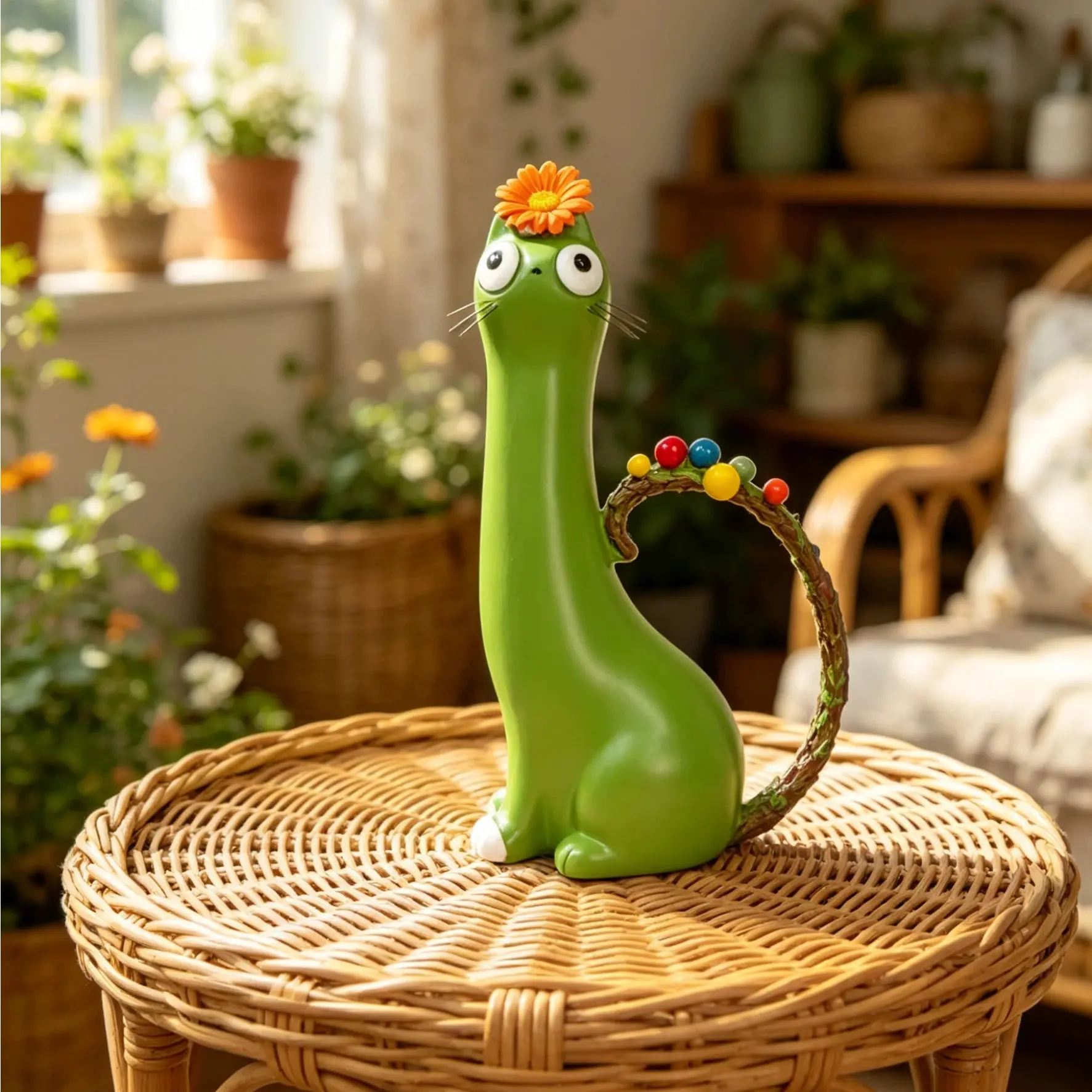 Cat Resin Flower Pot Decor, Sculptural Planter, Resin Planters, Long Body Design, Style Home Desk Decoration, Office Desktop Ornament, Pet Lover Gift, Holiday Present