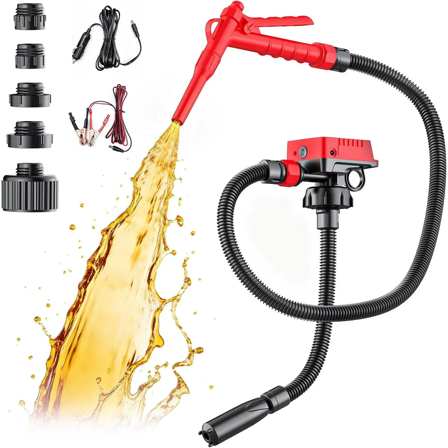 5 GPM Cordless Fuel Transfer Pump Compatible with DeWalt 20V & Milwaukee 18V Batteries, Portable Gas Can Pump with 51" Hose, 5 Adapters, Gas Pump for Diesel, Gasoline (Bare Tool)