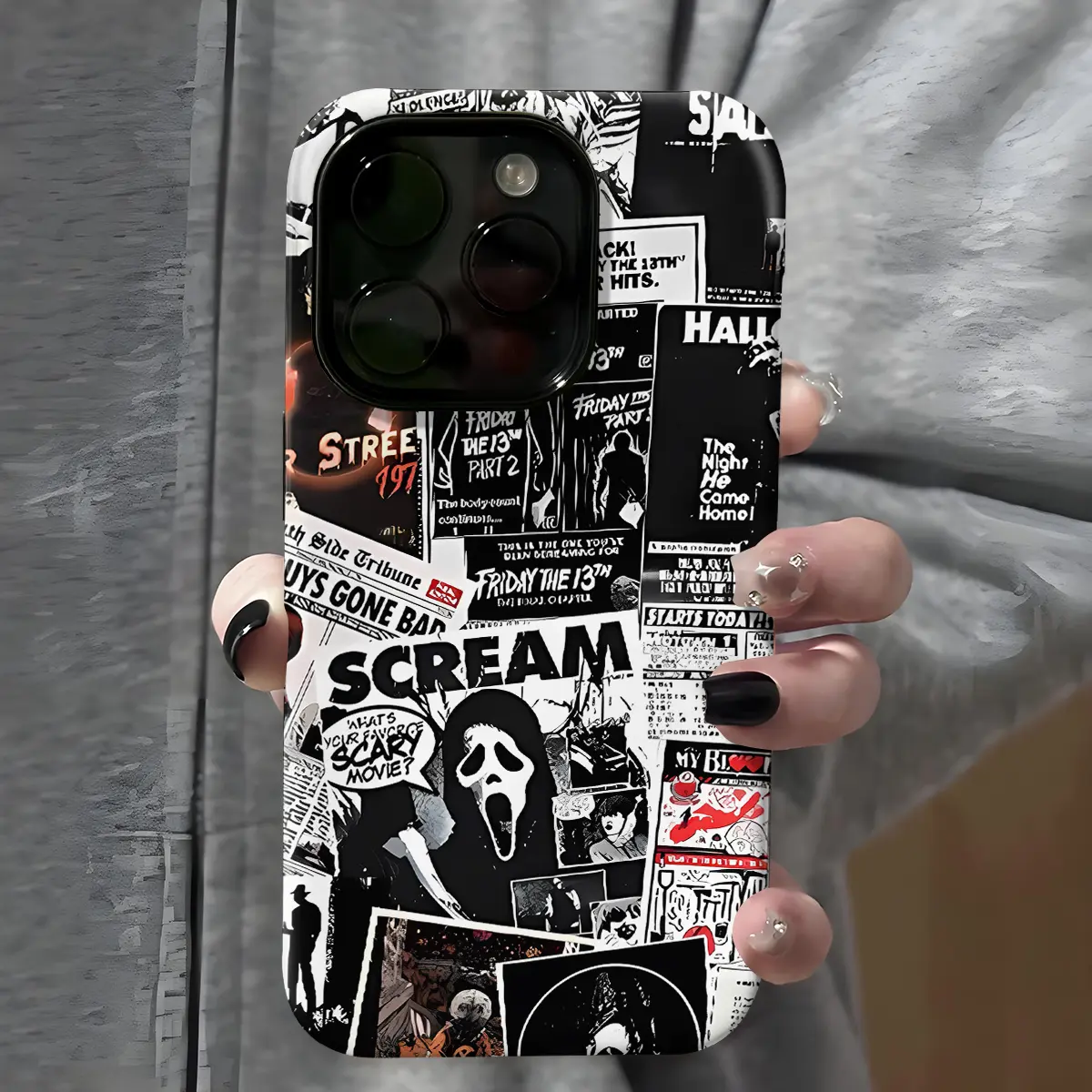 Horror Movie Halloween Cellphone Case, Shockproof Rugged Protection Casing with Dual-Layer Soft TPU & Hard Bumper Design for iPhone 11 12 13 14 15 16 Pro Max Plus (Mobile Phone Accessories)